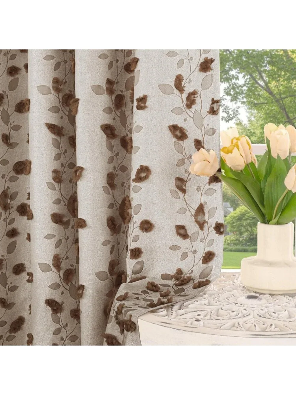 Cozy Brown Linen Curtains for Living Room - 84